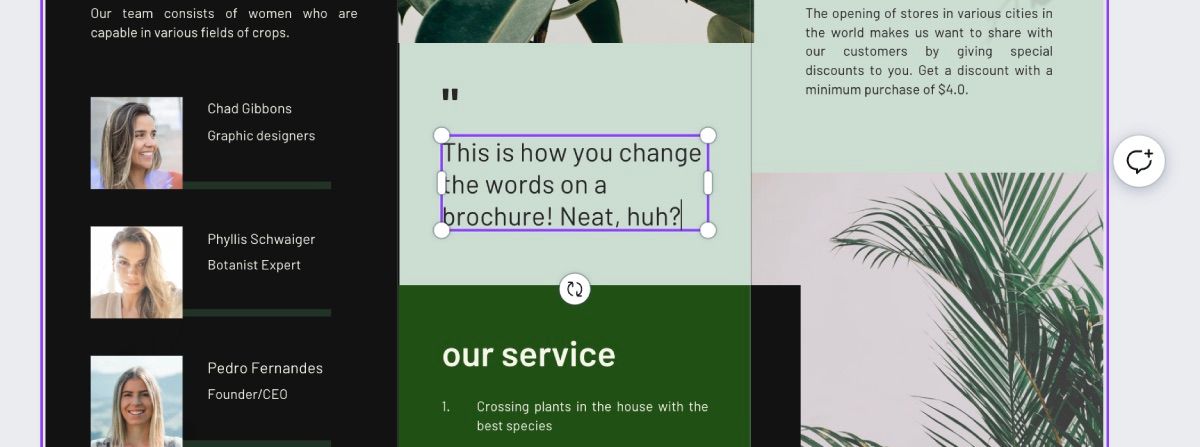 Редактор Canva: изменение текста