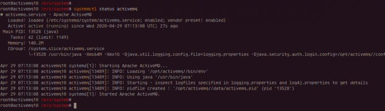 ActiveMQ запущен и доступен в systemd