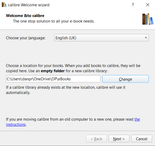 calibre welcome wizard
