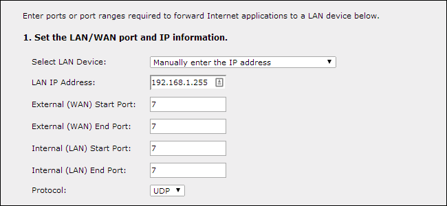 Переадресация порта на широковещательный адрес сети
