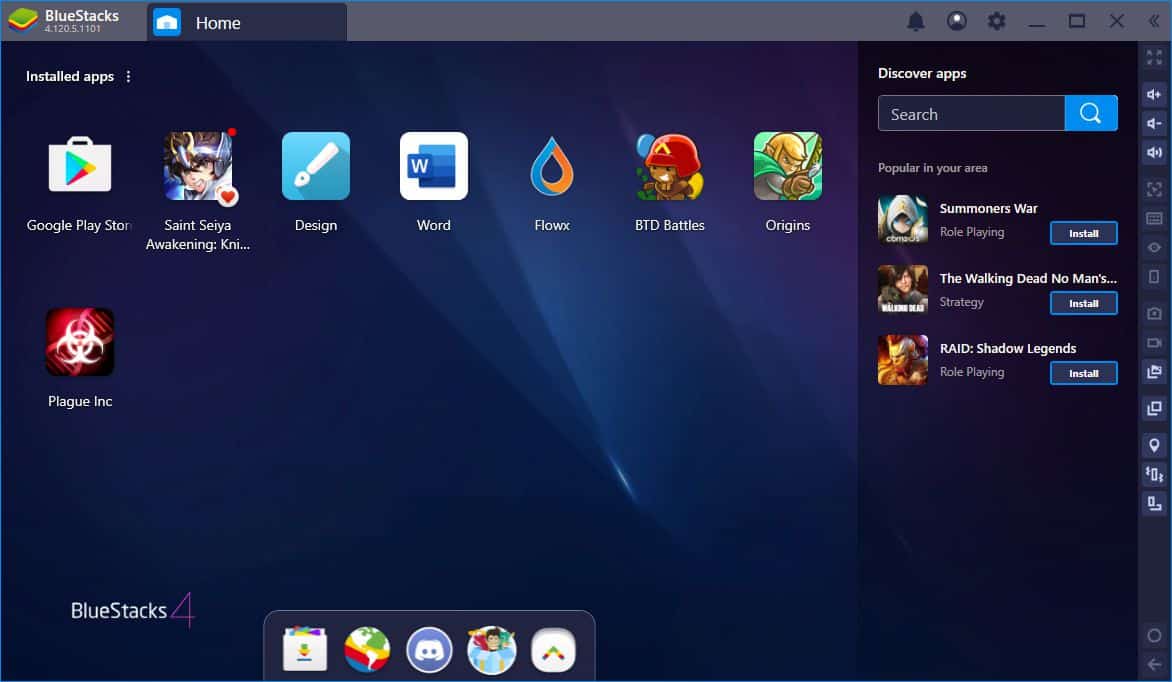 BlueStacks запущенный на ноутбуке