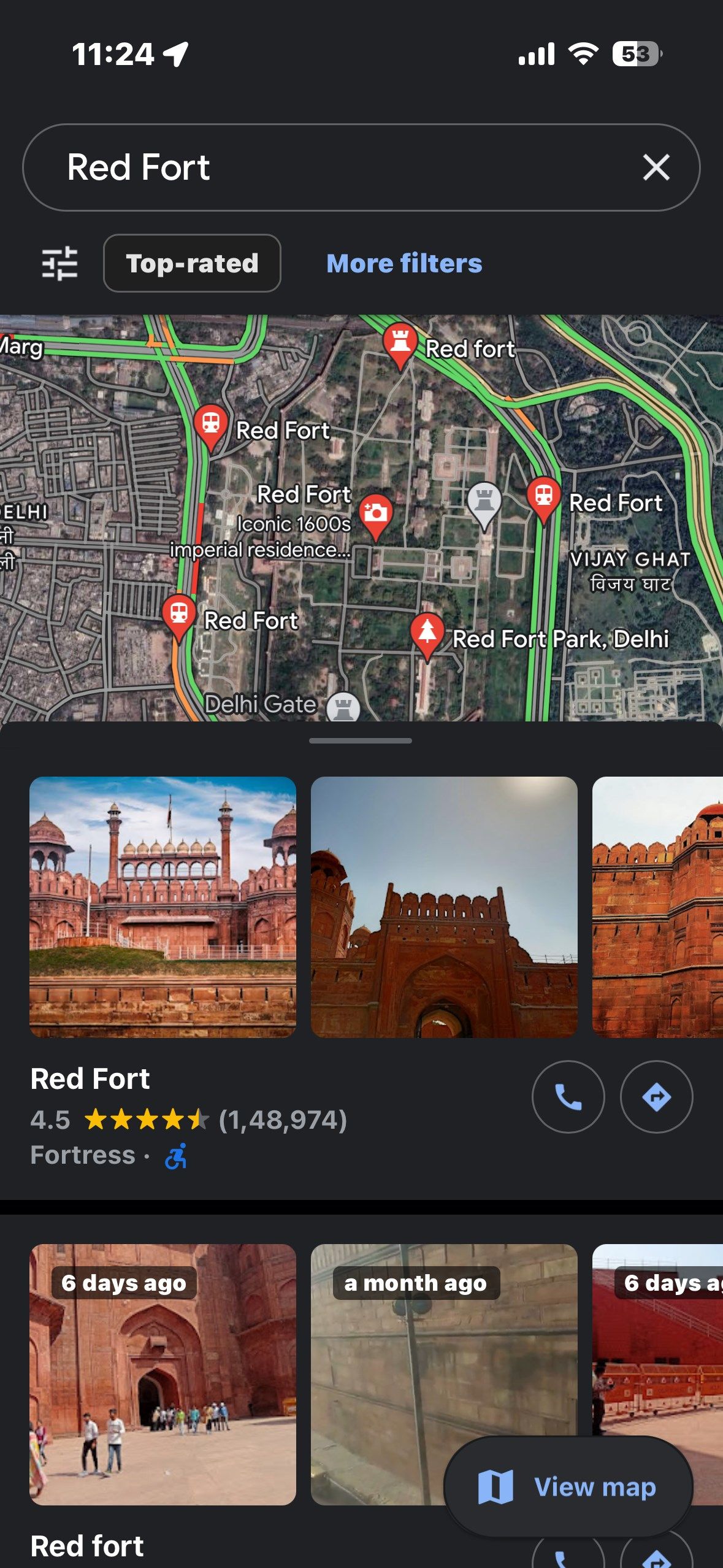 Выбор пункта назначения в Google Maps