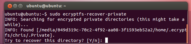 Результат работы ecryptfs-recover-private с предложением монтирования
