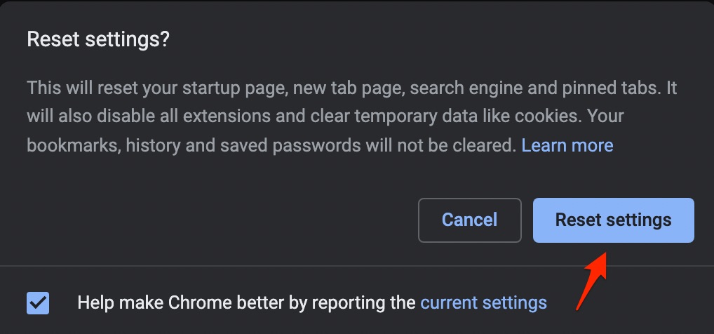 Reset Settings