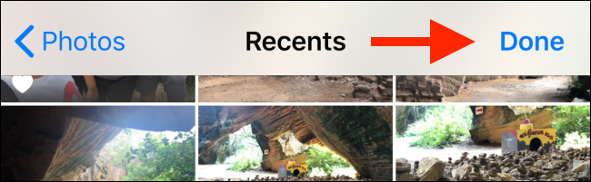 Подтверждение выбора файлов кнопкой Done