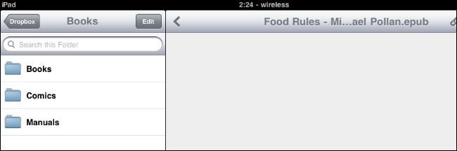 Экспорт файла из Dropbox в читалку на iPad