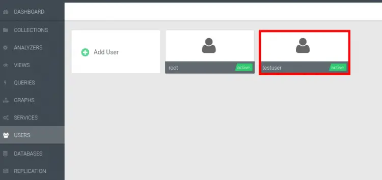 Список пользователей ArangoDB в веб-консоли
