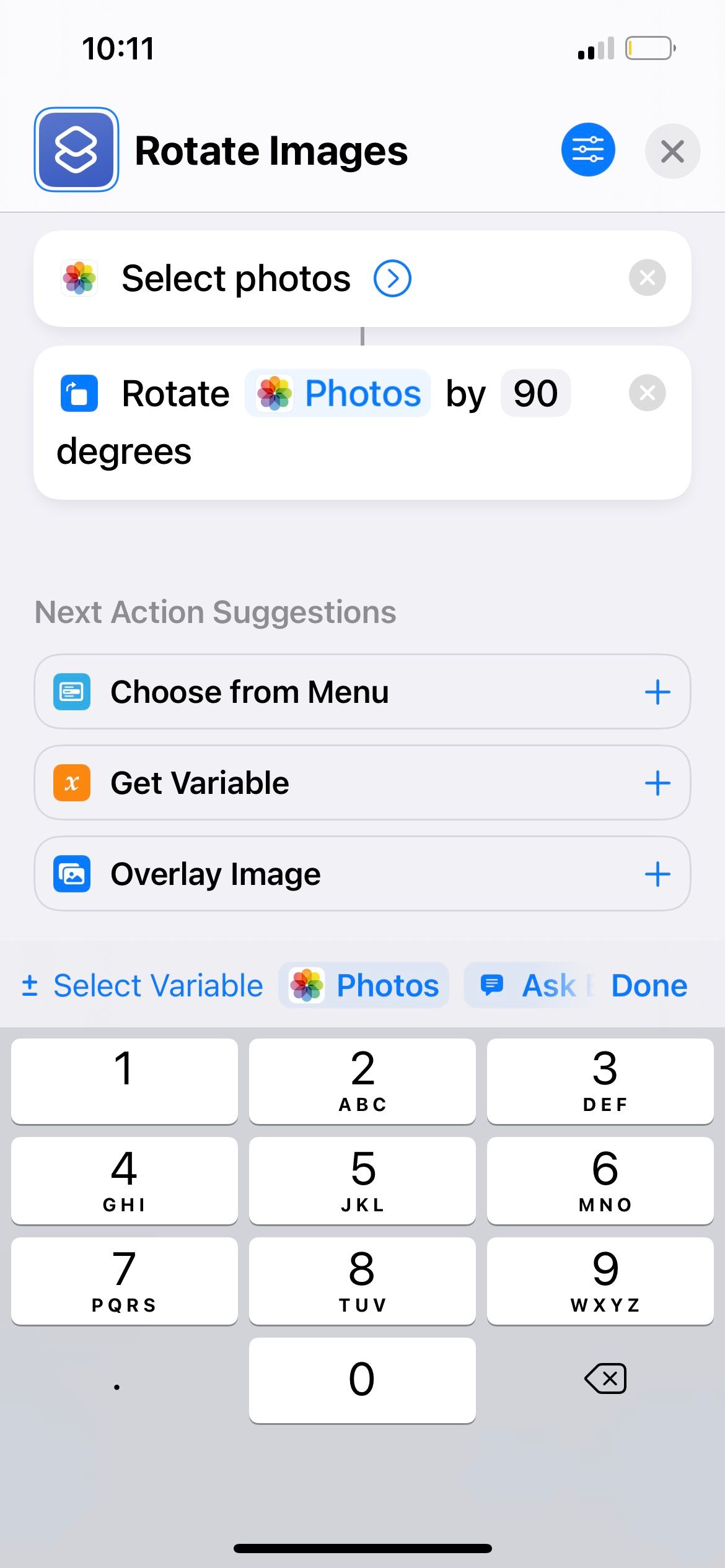 настройка поворота изображения в Команды