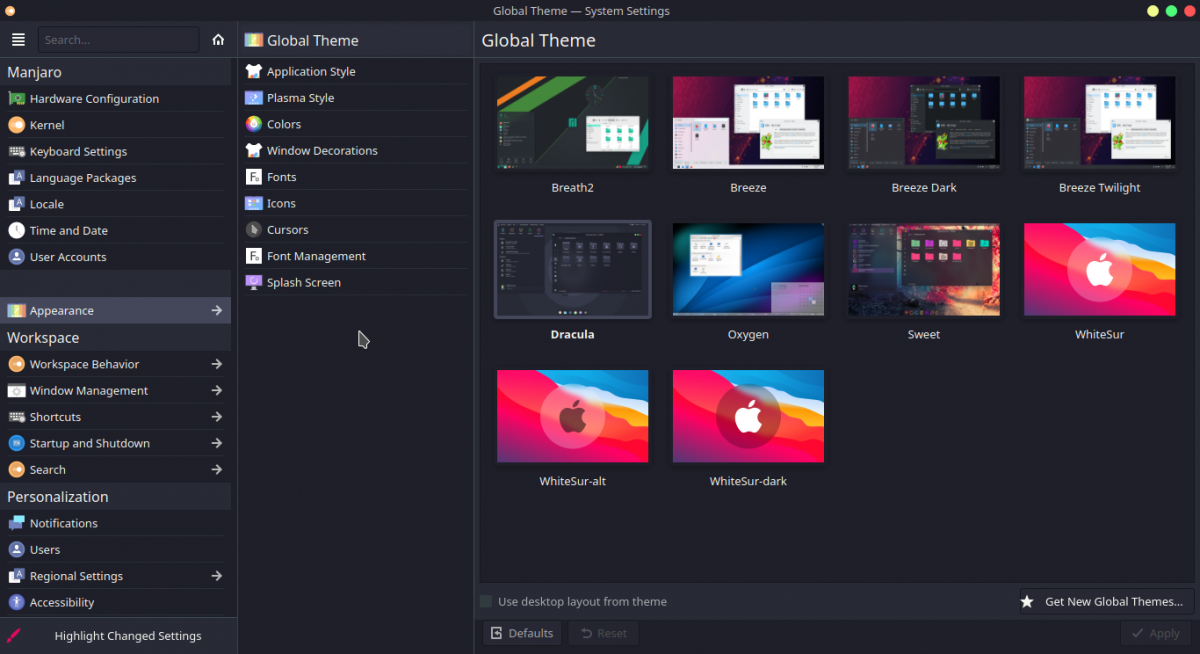 Настройки внешнего вида KDE