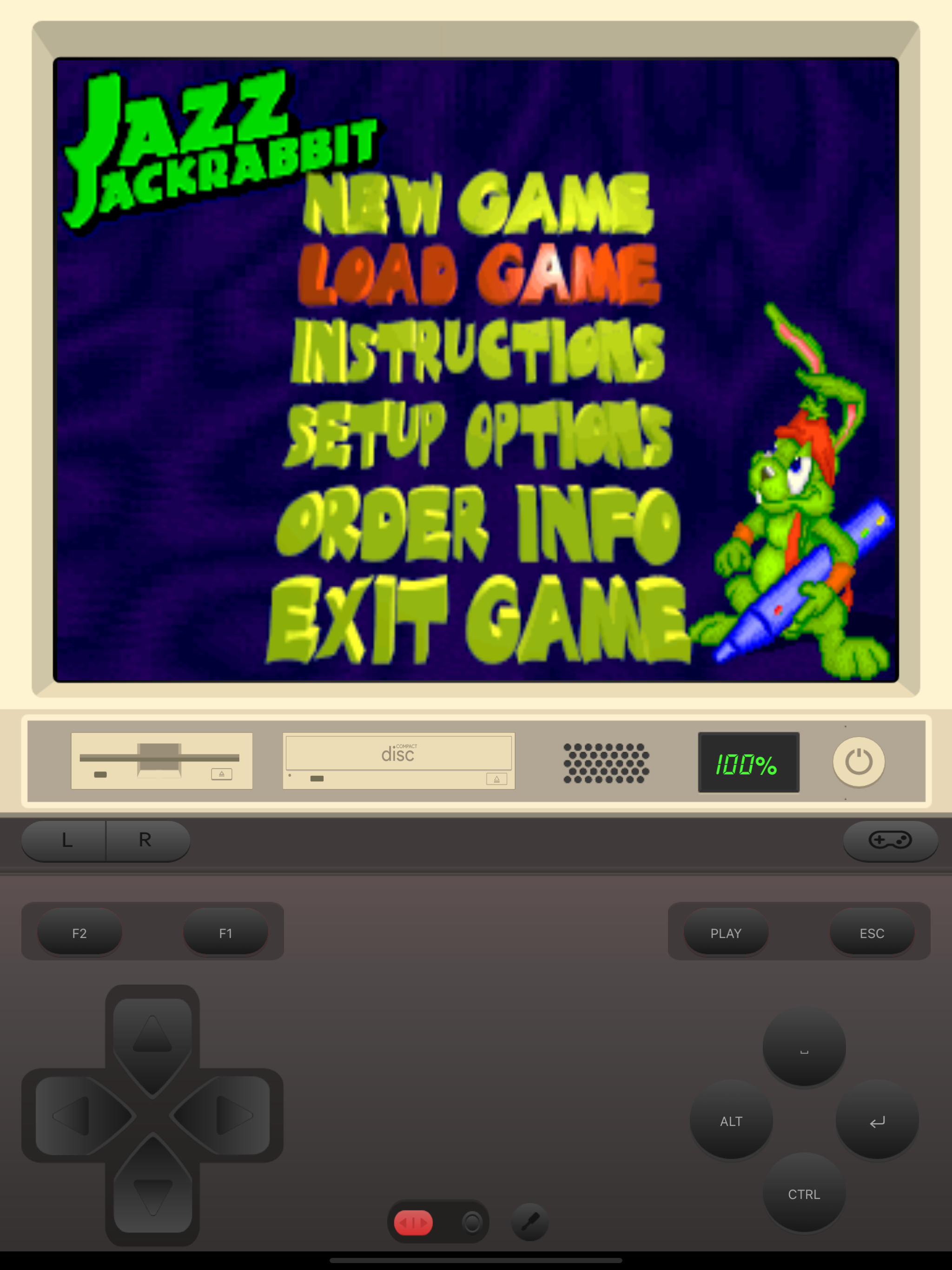 Виртуальный геймпад iDOS 3 на экране iPad.