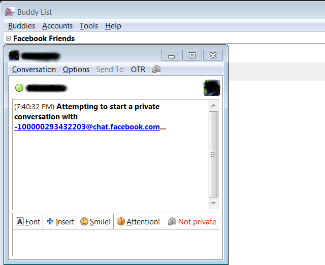 Запуск приватного разговора в Pidgin
