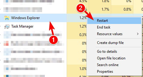 Перезапуск проводника