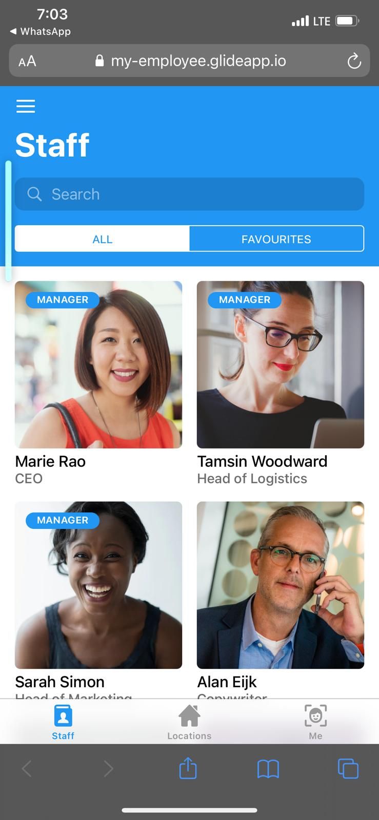 Glide app in Safari browser