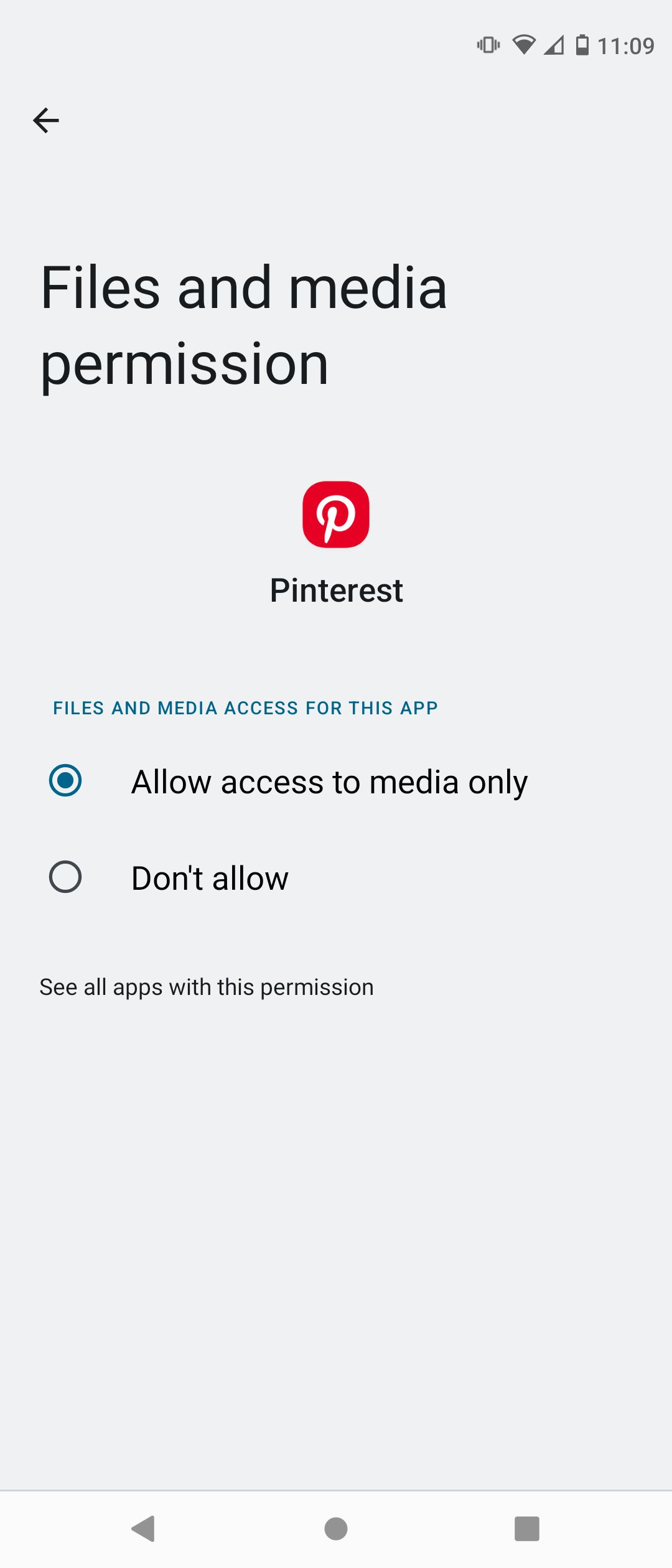 Разрешение Pinterest на доступ к медиа Android