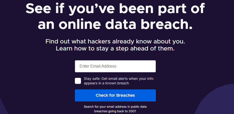Поле Firefox Monitor для проверки утечек