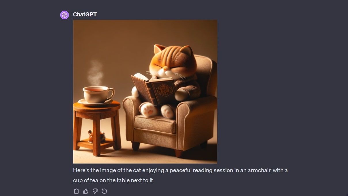 Ответ ChatGPT на запрос DALL·E с изображением на десктопе.
