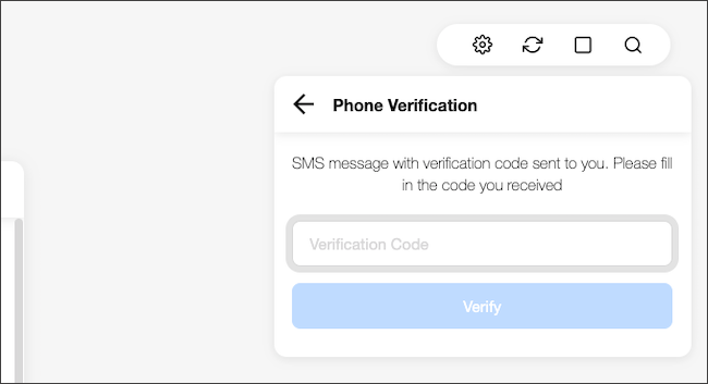 Экран ввода кода двухфакторной аутентификации
