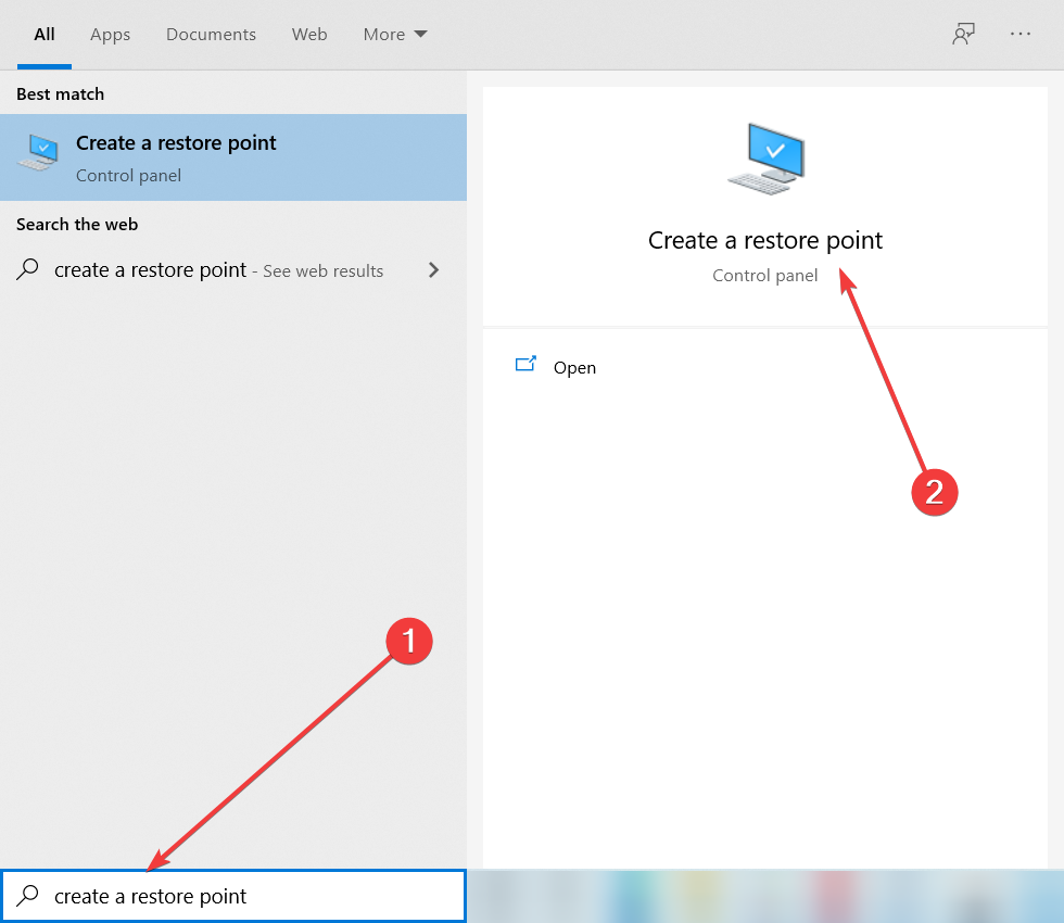 Создание точки восстановления