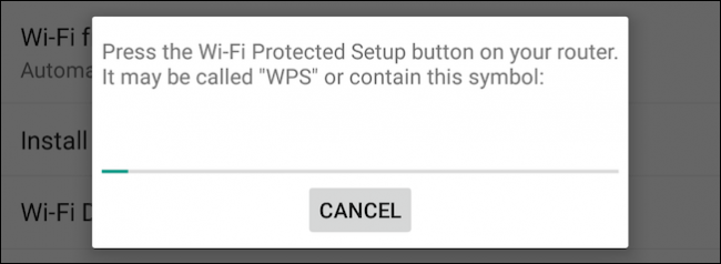Opzione WPS nelle impostazioni Wi‑Fi avanzate