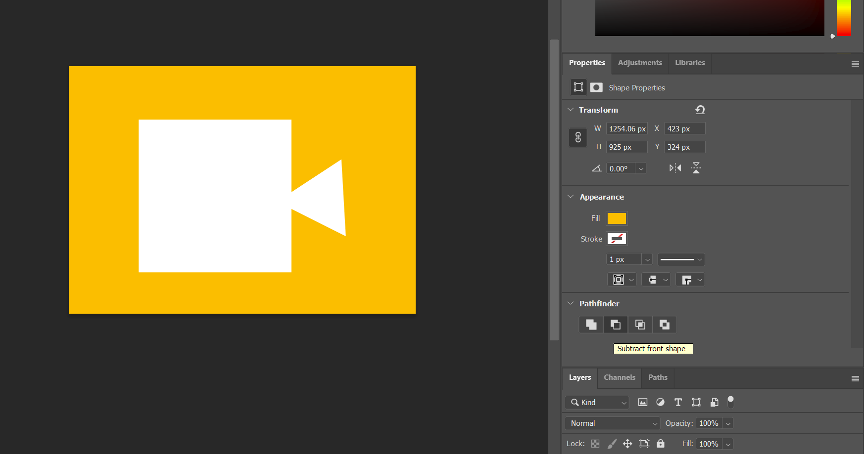 Опции Pathfinder в окне Свойства.