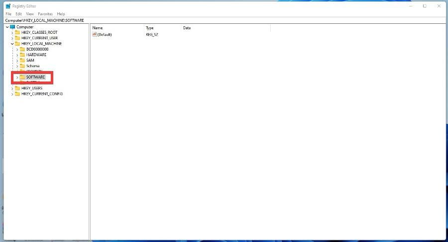 Раздел SOFTWARE в реестре Windows