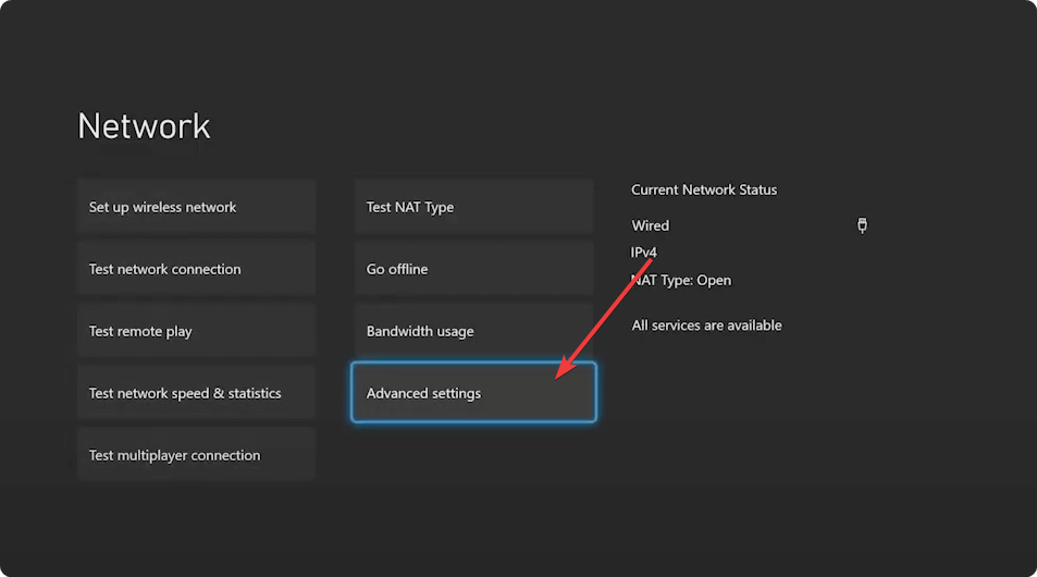 Дополнительные сетевые параметры Xbox
