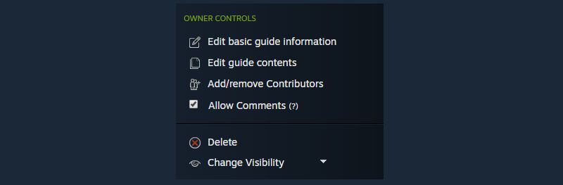 steam guide owner controls