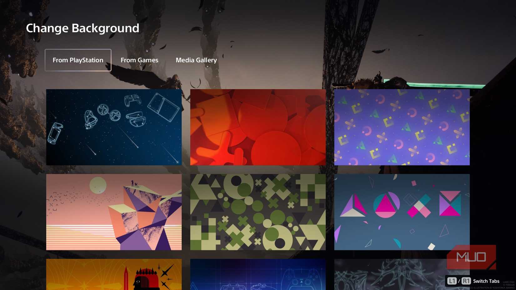 Выбор фона для Welcome Hub на PS5