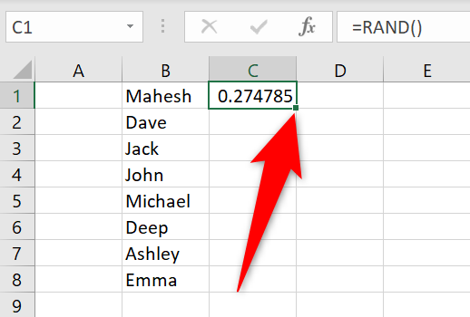 Указание маркера заполнения в правом нижнем углу ячейки