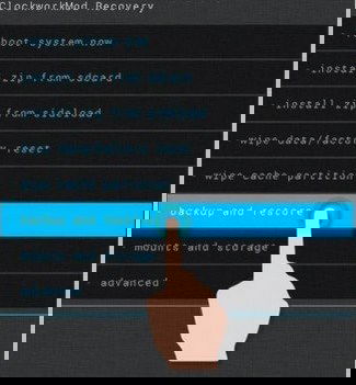 Экран CWM — меню резервного копирования