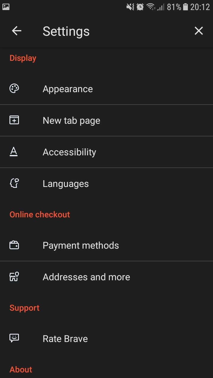 Настройки фона Brave на мобильном устройстве — варианты фонов