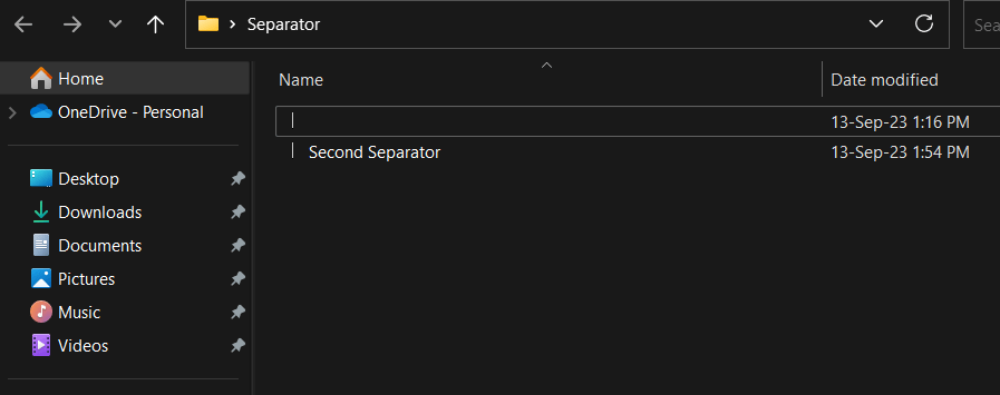 Создание второго разделителя как ярлыка папки