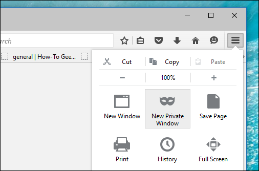 Меню Firefox с опцией 
