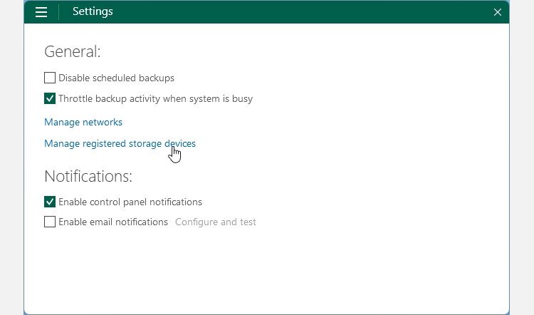 Veeam Agent Settings General Notifications