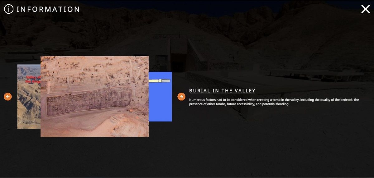 Экран с дополнительной информацией о сцене в туре Yorescape