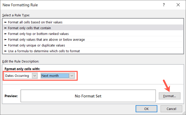 Choose the timing for the date and click Format