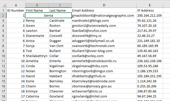 A single merged cell in Excel