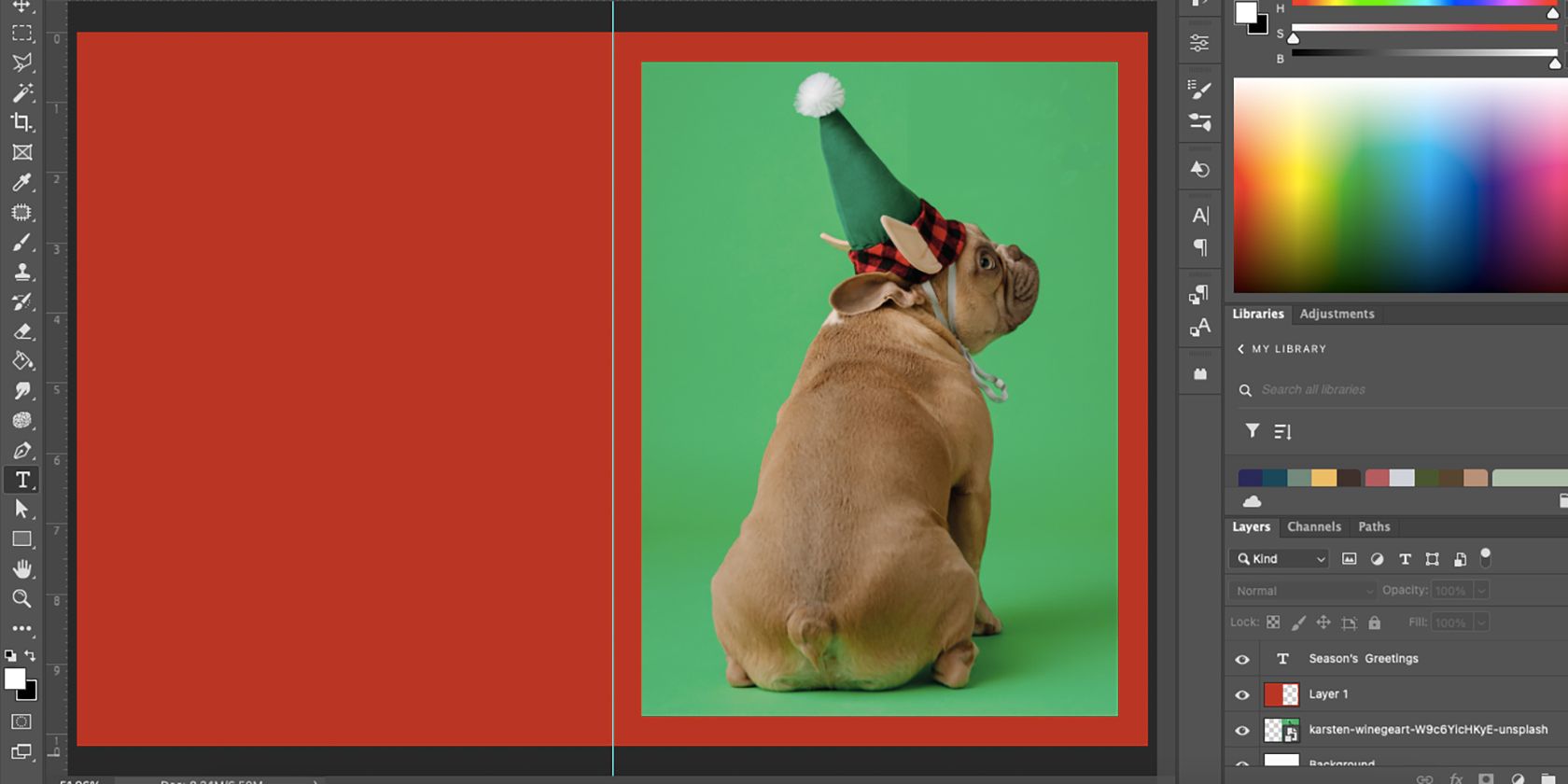 Photo with red flood border in Photoshop.