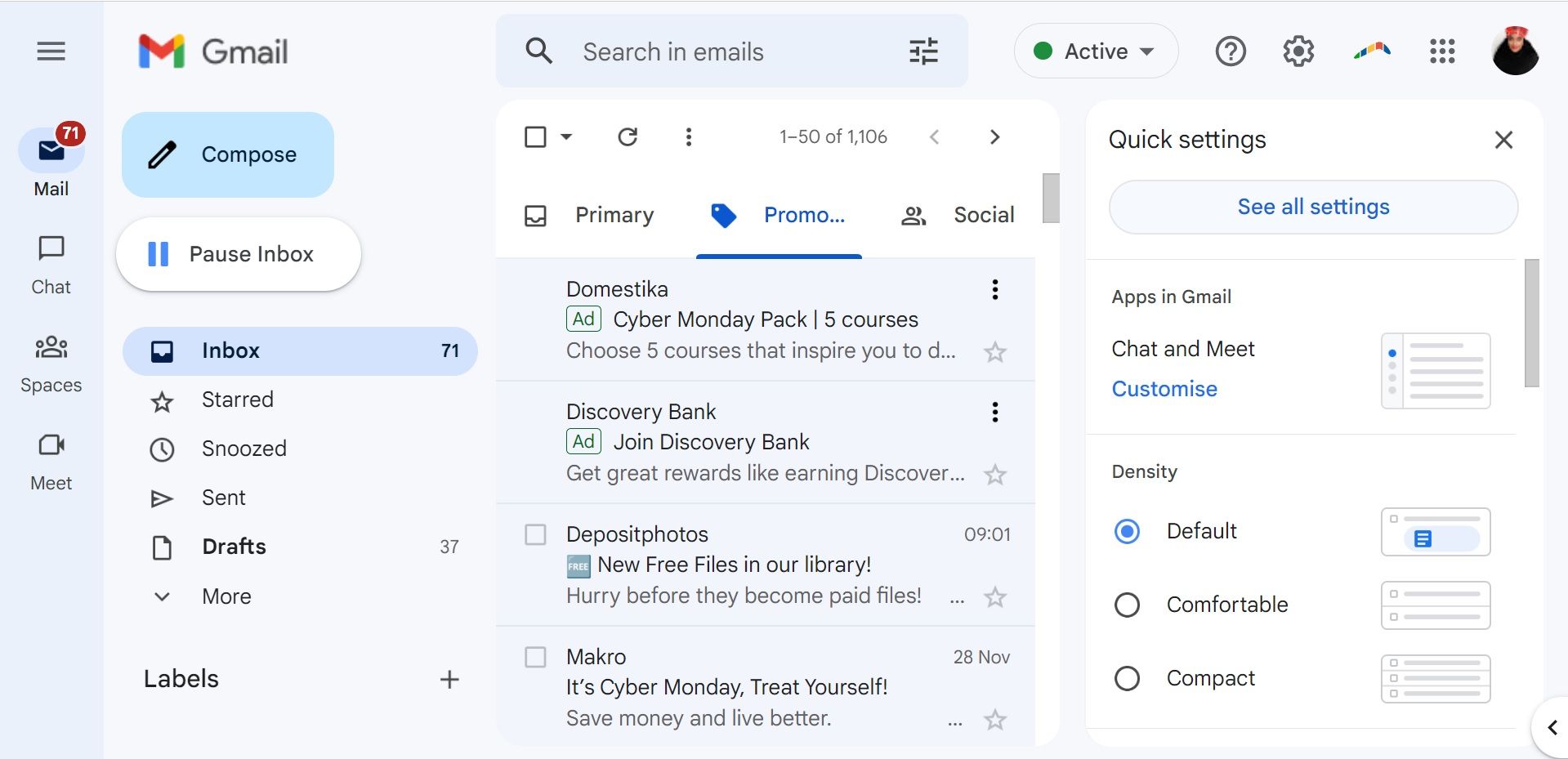 Иконка настроек Gmail