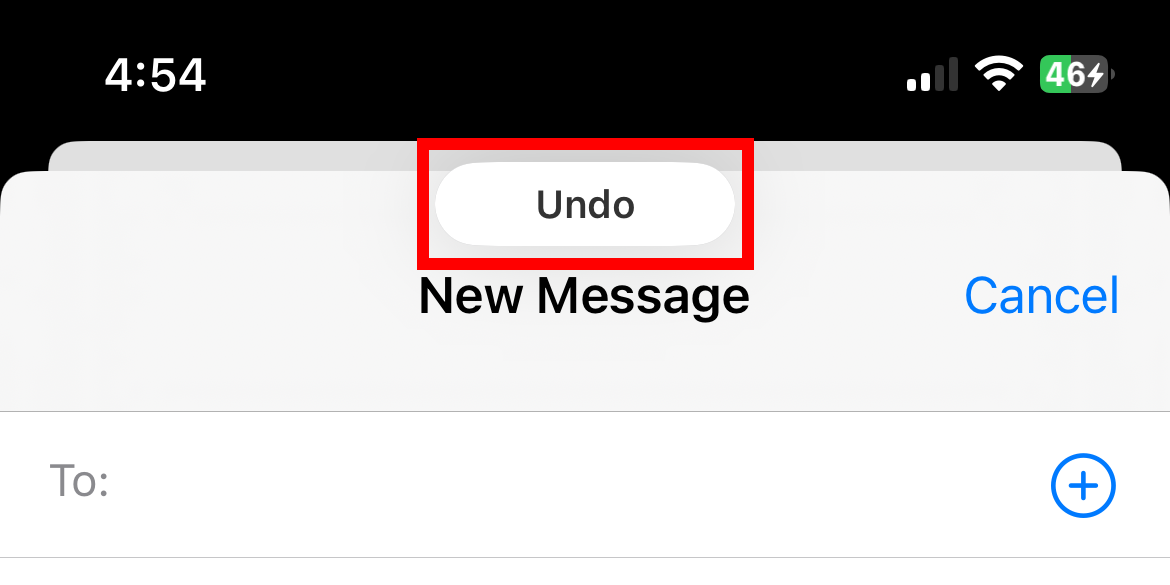 Уведомление Отменить, которое появляется в верхней части экрана при отмене действия.