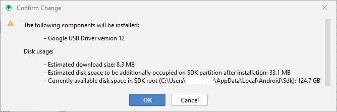 Установка через Android Studio: окно SDK Manager