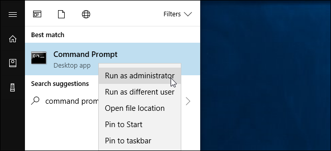 Открытие командной строки от имени администратора в Windows