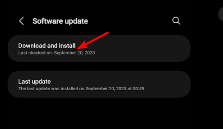 Кнопка Download and install для установки обновлений на Samsung