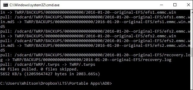 Процесс передачи данных через adb pull