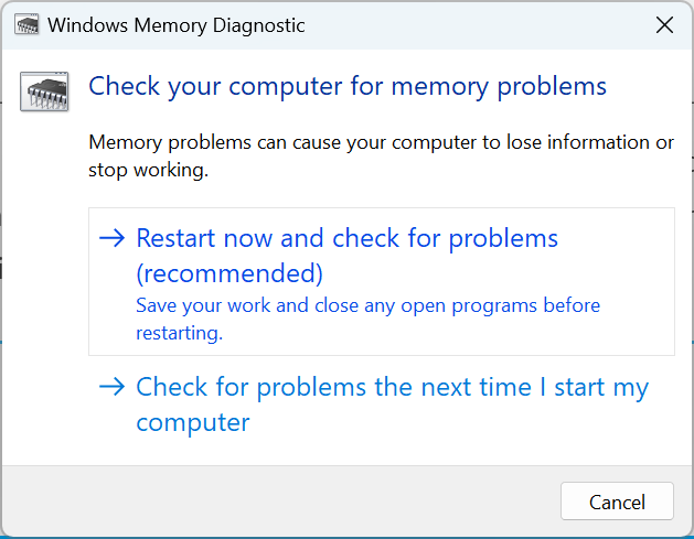 Инструмент диагностики памяти Windows