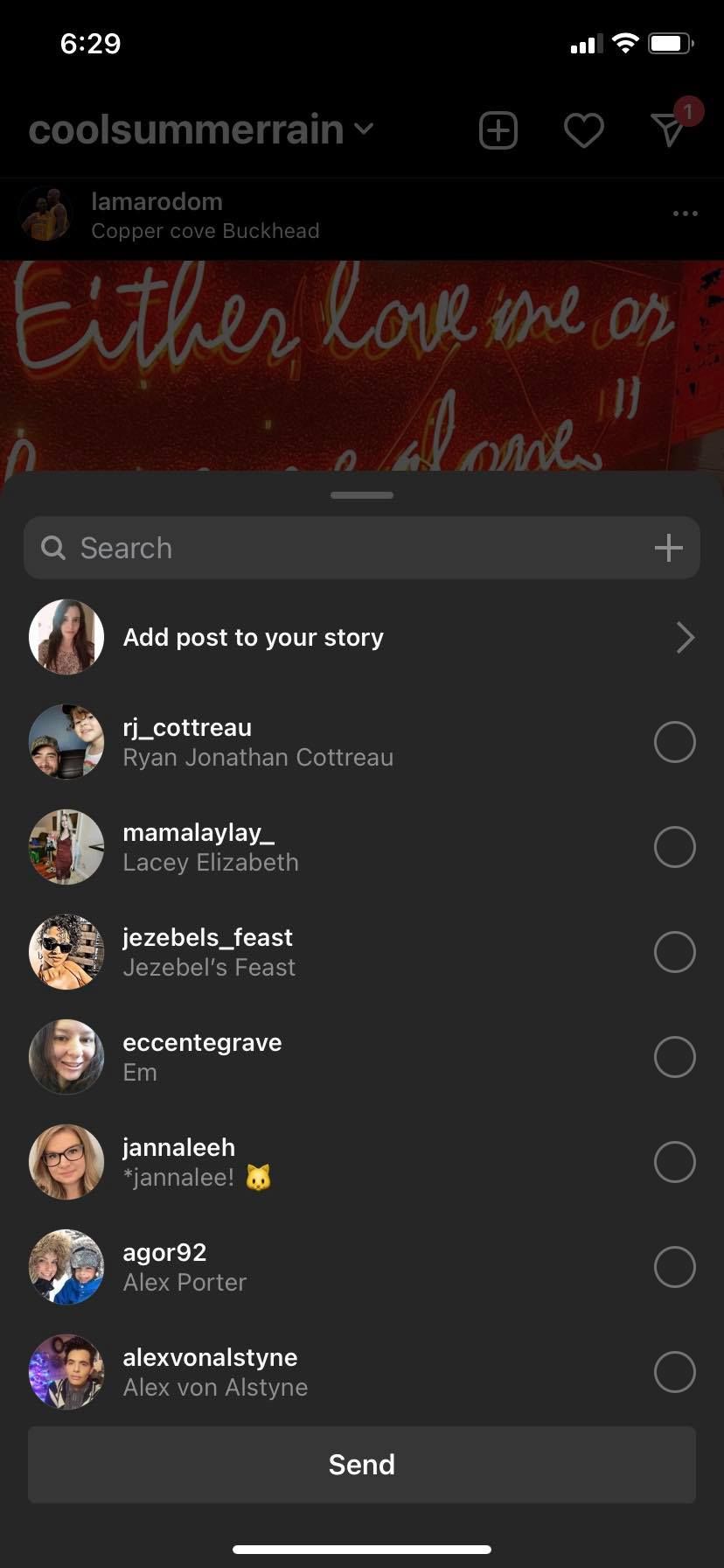 скриншот опций репоста поста