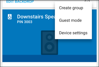Пункт меню Create group в приложении