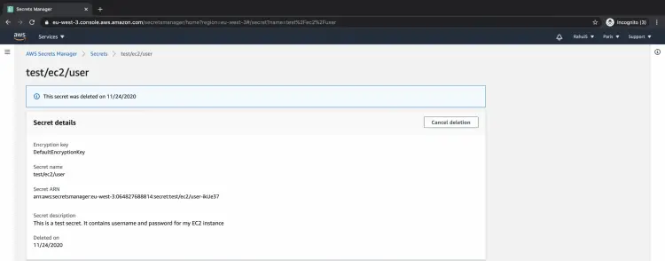 Отмена удаления