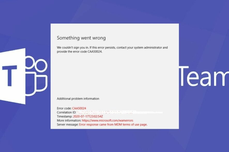 Как исправить ошибку CAA50024 в Teams