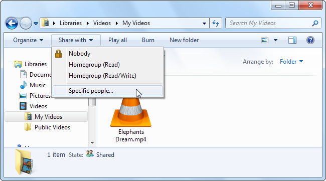 Диалог выбор участников общего доступа в Windows 7